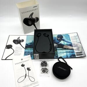 BOSE SOUNDSPORT Wireless Bluetooth Headphone Earbuds Black Extra Charging Case